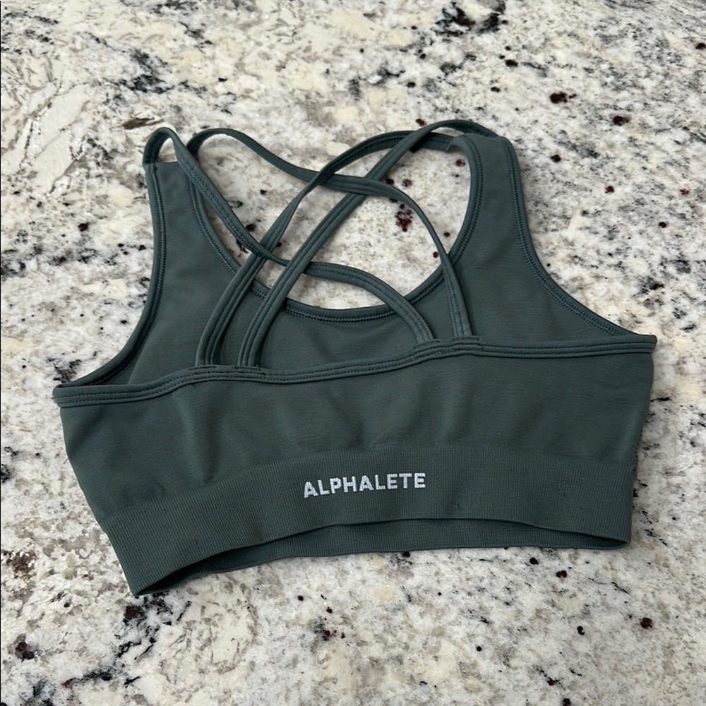 Alphalete Women's Strappy Sports Bra - Green - Picture 2 of 2